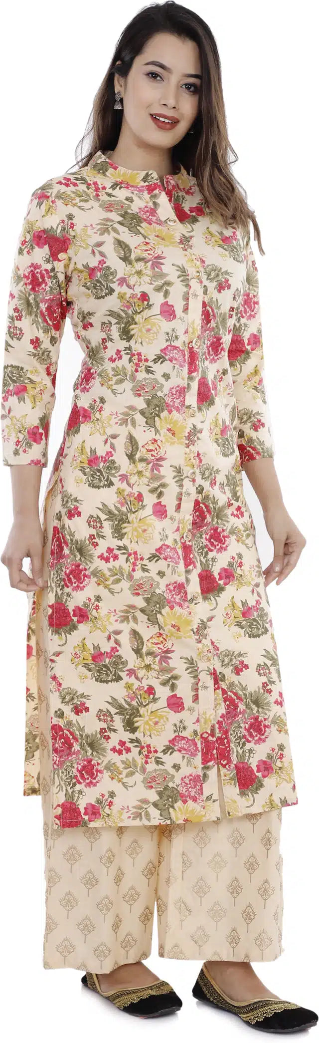 Cream Pure Cotton Kurti for Women – Elegant Ethnic Style