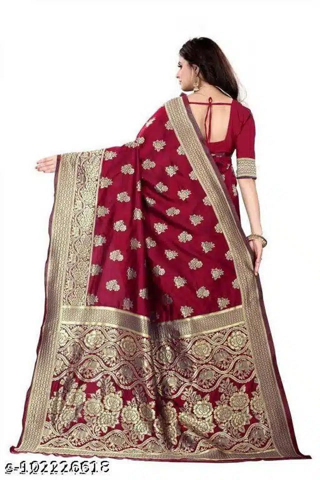 Red Banarasi Silk Saree with Blouse – Elegant Traditional Wear